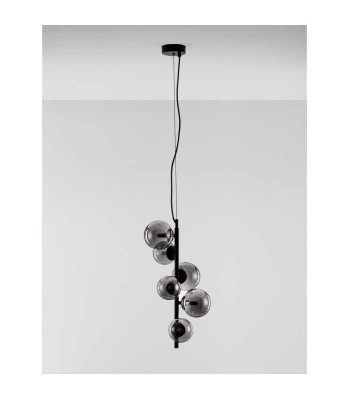 Odillia Globe Pendant Ceiling Light Smokey Matt Black LED G9 6x5W-3