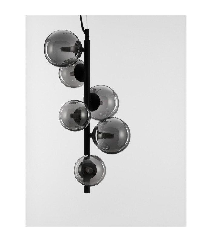 Odillia Globe Pendant Ceiling Light Smokey Matt Black LED G9 6x5W-5