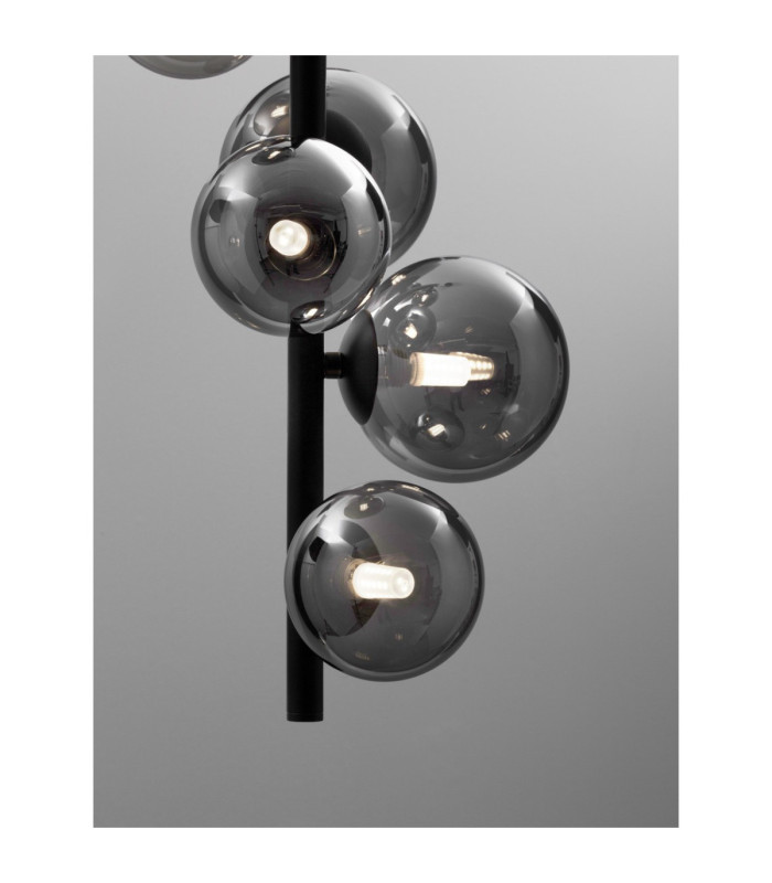 Odillia Globe Pendant Ceiling Light Smokey Matt Black LED G9 6x5W-6