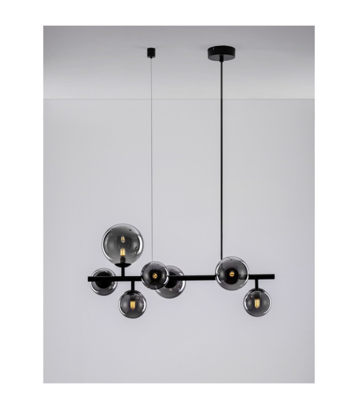 Odillia Globe Pendant Ceiling Light Smokey Matt Black LED G9 7x5W-2