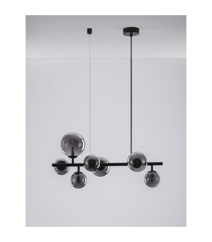 Odillia Globe Pendant Ceiling Light Smokey Matt Black LED G9 7x5W-3