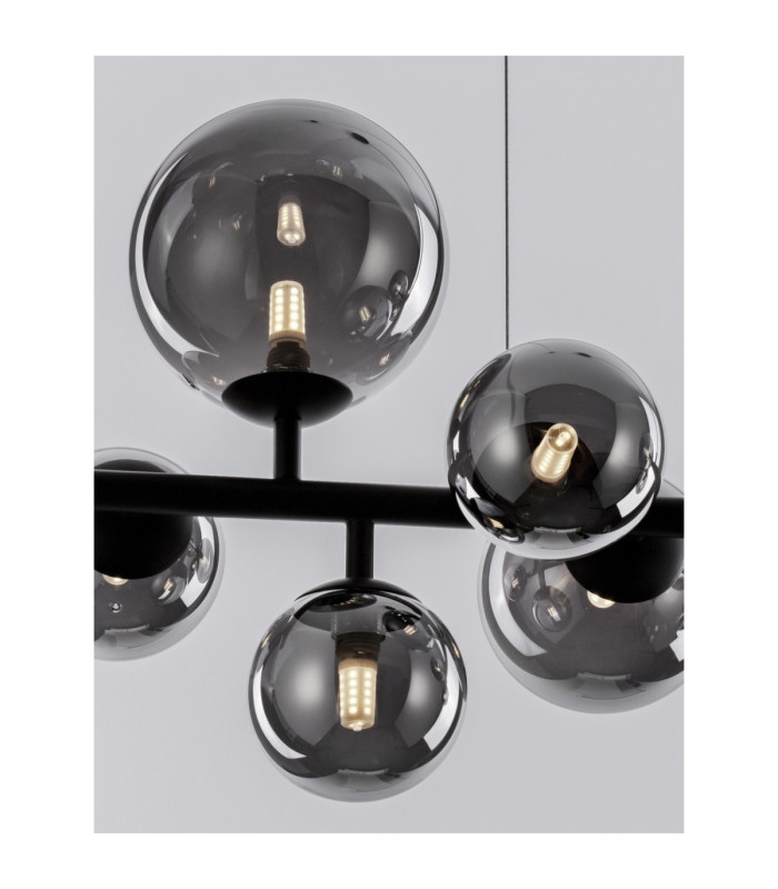 Odillia Globe Pendant Ceiling Light Smokey Matt Black LED G9 7x5W-4
