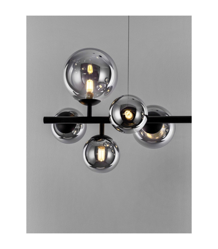 Odillia Globe Pendant Ceiling Light Smokey Matt Black LED G9 7x5W-6