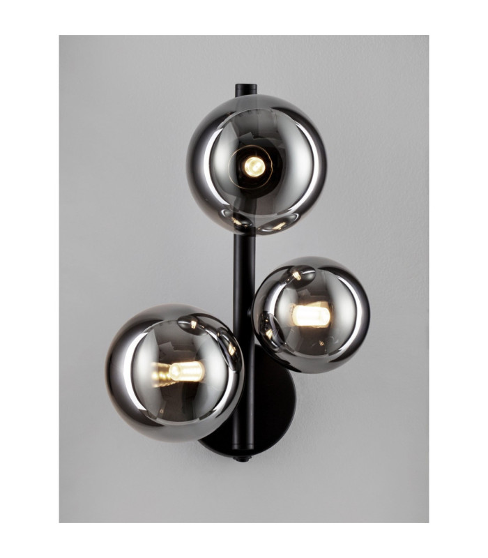 Odillia Globe Wall Lights Smokey Matt Black LED G9 3x5W-4