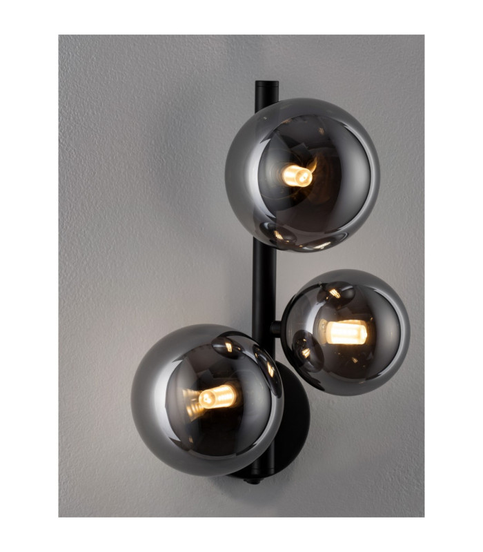 Odillia Globe Wall Lights Smokey Matt Black LED G9 3x5W-5