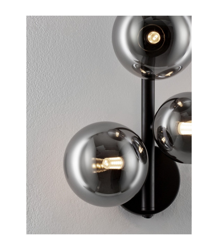 Odillia Globe Wall Lights Smokey Matt Black LED G9 3x5W-6