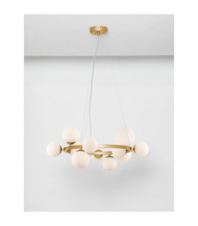 Odillia Globe Pendant Ceiling Light Opal Matt Gold LED G9 11x5W-2