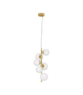 Odillia Globe Pendant Ceiling Light Opal Matt Gold LED G9 6x5W-1