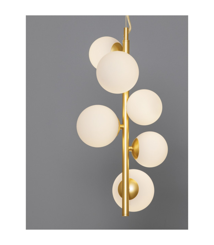 Odillia Globe Pendant Ceiling Light Opal Matt Gold LED G9 6x5W-2
