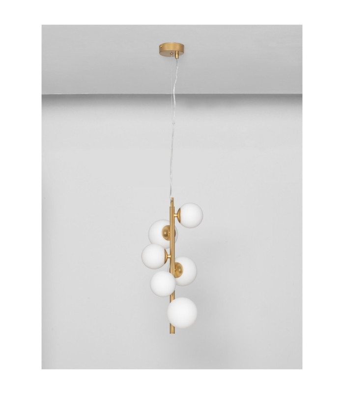 Odillia Globe Pendant Ceiling Light Opal Matt Gold LED G9 6x5W-3
