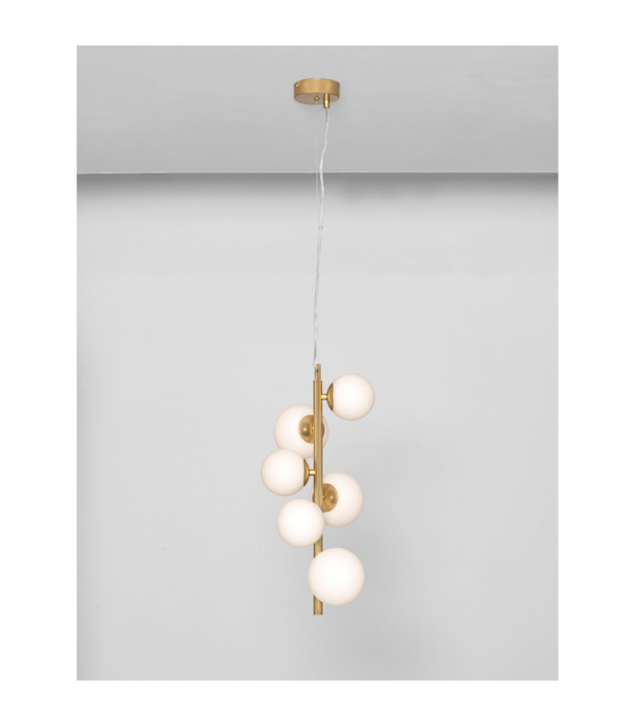 Odillia Globe Pendant Ceiling Light Opal Matt Gold LED G9 6x5W-4