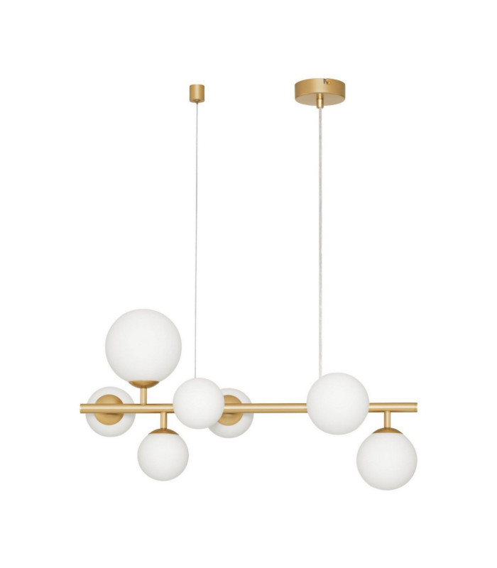 Odillia Globe Pendant Ceiling Light Opal Matt Gold LED G9 7x5W-1