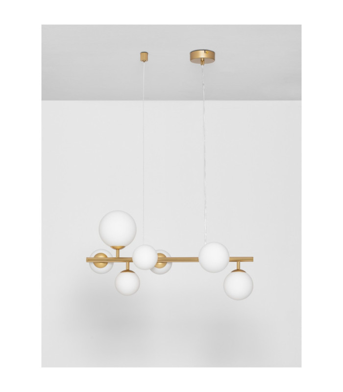 Odillia Globe Pendant Ceiling Light Opal Matt Gold LED G9 7x5W-3