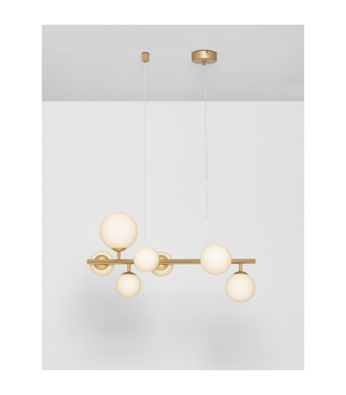 Odillia Globe Pendant Ceiling Light Opal Matt Gold LED G9 7x5W-4