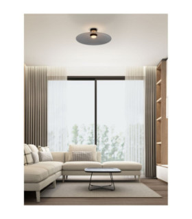 Polifemo Bowl Semi Flush Ceiling Light Smokey Sandy Black LED 17W 1360lm 3000K-2