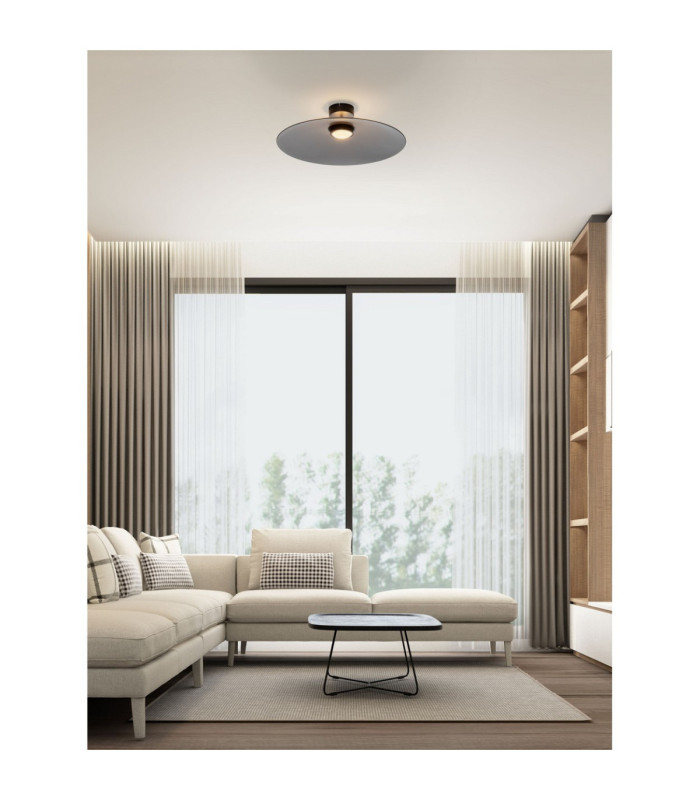 Polifemo Bowl Semi Flush Ceiling Light Smokey Sandy Black LED 17W 1360lm 3000K-2