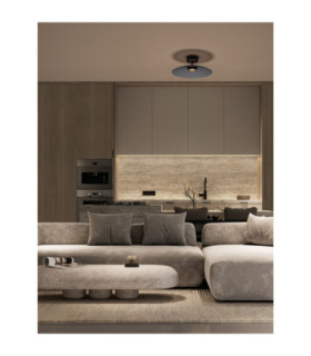Polifemo Bowl Semi Flush Ceiling Light Smokey Sandy Black LED 12W 1040lm 3000K-2