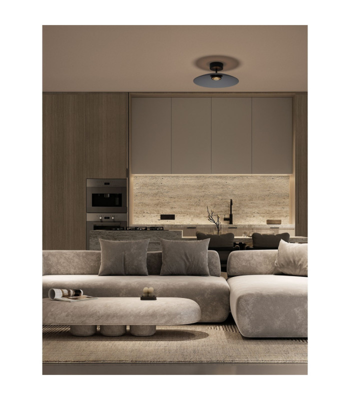 Polifemo Bowl Semi Flush Ceiling Light Smokey Sandy Black LED 12W 1040lm 3000K-2