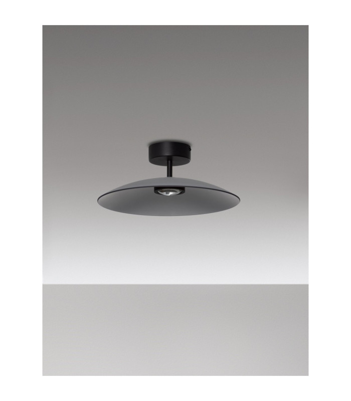 Polifemo Bowl Semi Flush Ceiling Light Smokey Sandy Black LED 12W 1040lm 3000K-3