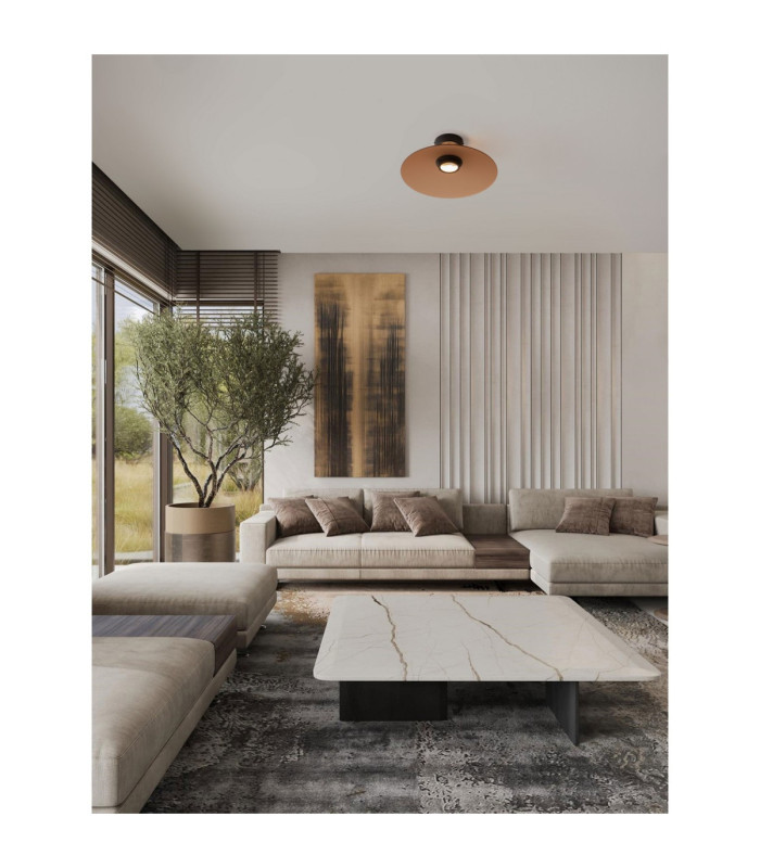 Polifemo Bowl Semi Flush Ceiling Light Mocha Brown Sandy Black LED 12W 1040lm 3000K-2