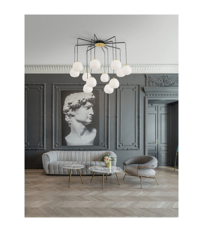The Egg Cluster Pendant Ceiling Light Glossy Opal Gold Matt Black LED G9 12x5W-2
