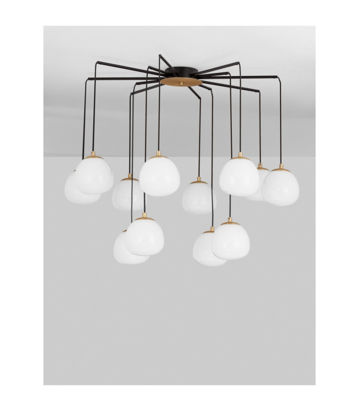 The Egg Cluster Pendant Ceiling Light Glossy Opal Gold Matt Black LED G9 12x5W-3