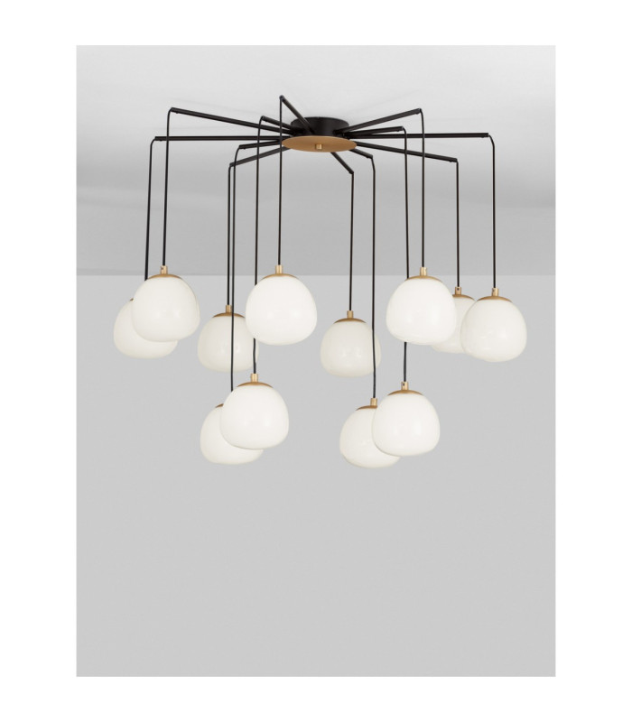 The Egg Cluster Pendant Ceiling Light Glossy Opal Gold Matt Black LED G9 12x5W-4