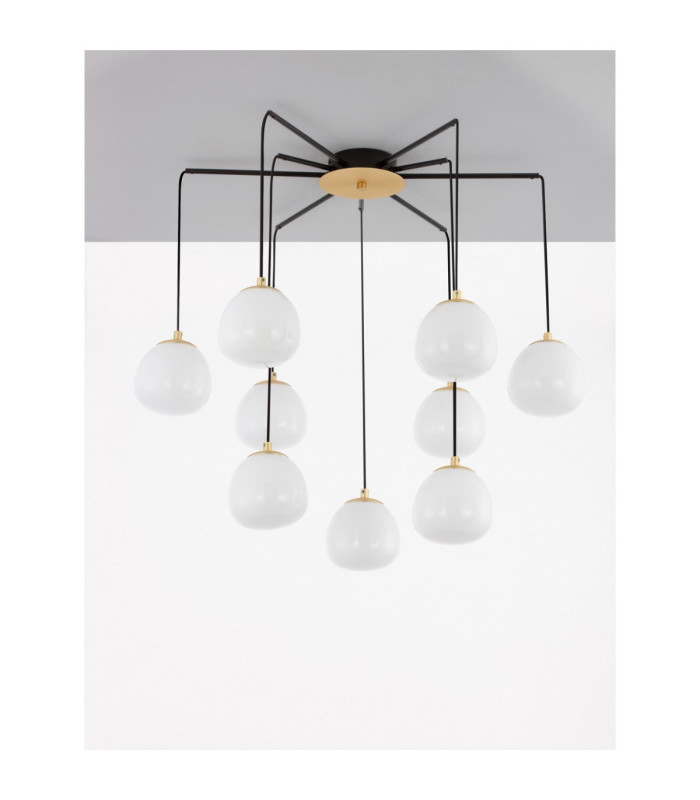 The Egg Globe Pendant Ceiling Light Glossy Opal Gold Matt Black LED G9 9x5W-3