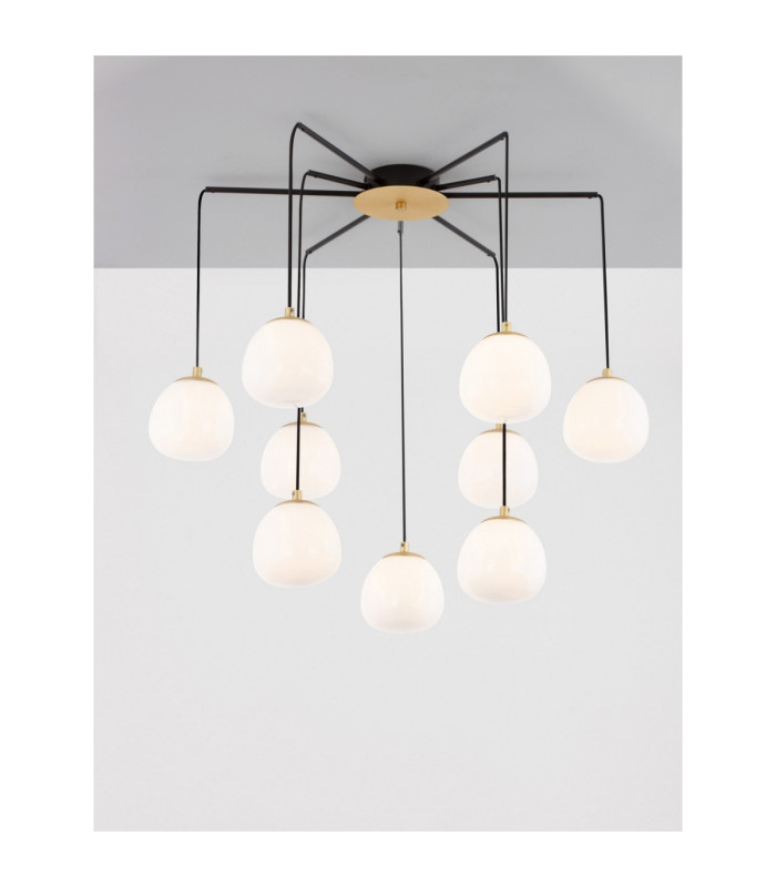 The Egg Globe Pendant Ceiling Light Glossy Opal Gold Matt Black LED G9 9x5W-4