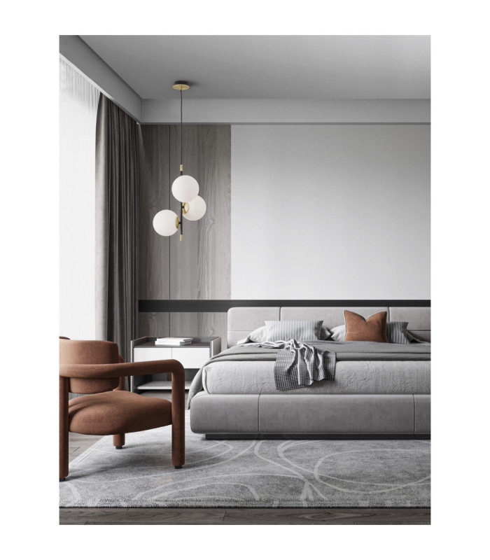 Git Globe Pendant Ceiling Light Opal Gold Matt Black LED G9 3x5W-2