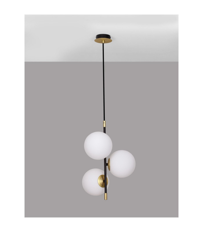 Git Globe Pendant Ceiling Light Opal Gold Matt Black LED G9 3x5W-3