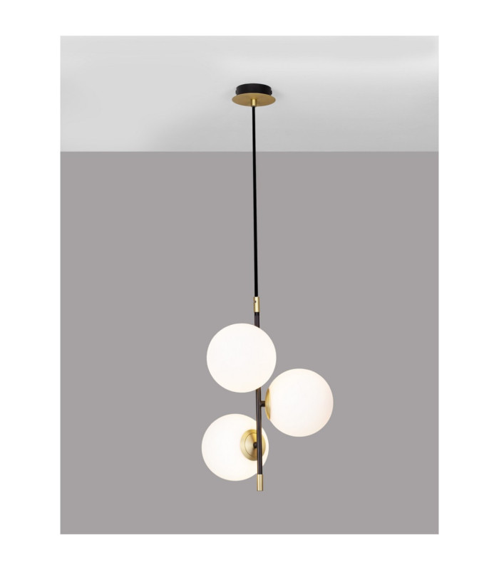 Git Globe Pendant Ceiling Light Opal Gold Matt Black LED G9 3x5W-4