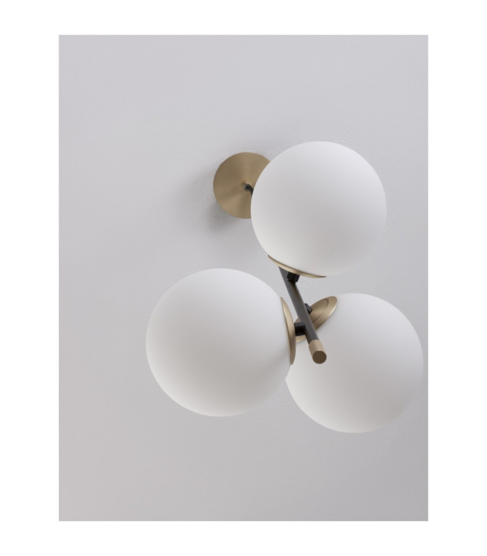Git Globe Pendant Ceiling Light Opal Gold Matt Black LED G9 3x5W-8