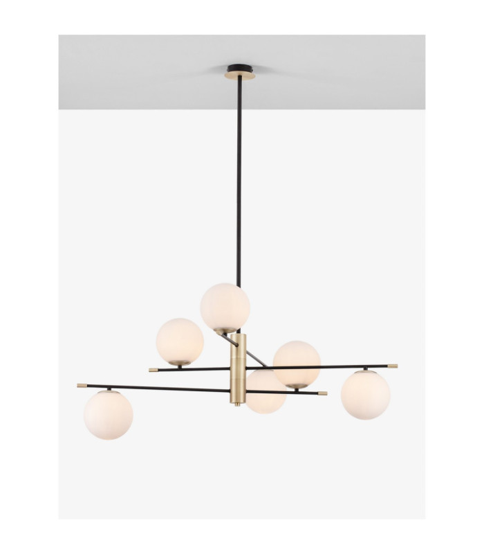 Git Globe Pendant Ceiling Light Opal Gold Matt Black LED G9 6x5W-4