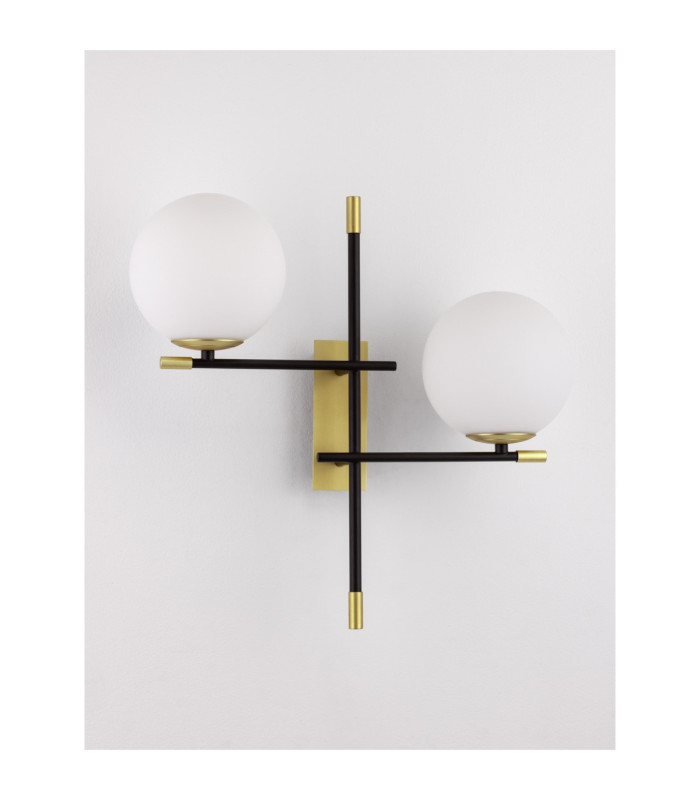 Git Globe Wall Lights Opal Gold Matt Black LED G9 2x5W-3