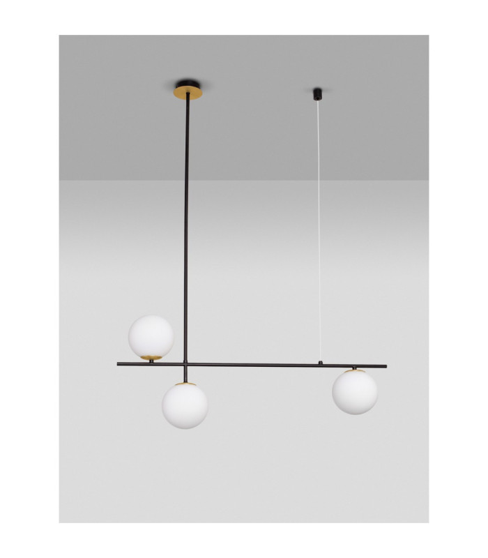 Git Bar Pendant Ceiling Light Opal Gold Matt Black LED G9 3x5W-3