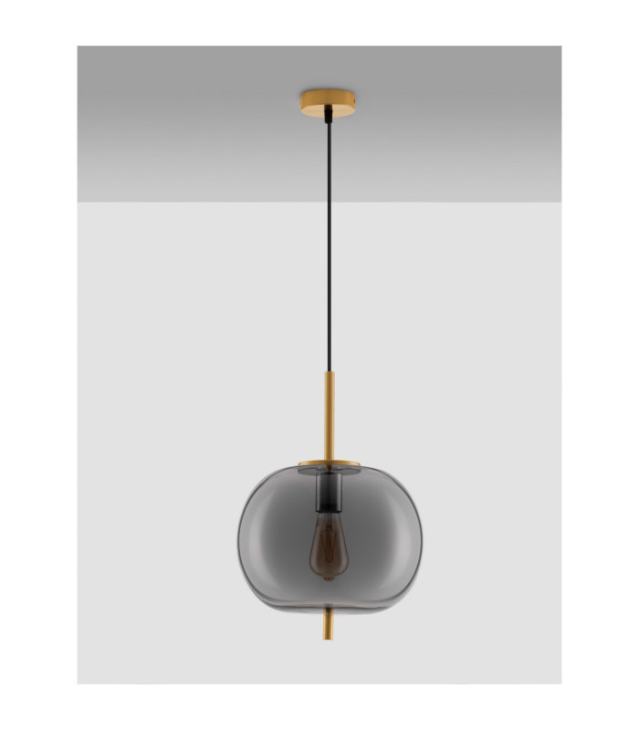 Lato 30cm Globe Pendant Ceiling Light Smokey Brass Gold E27 1x12W-3