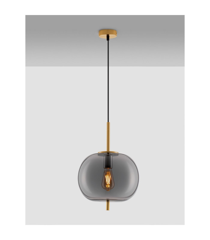 Lato 30cm Globe Pendant Ceiling Light Smokey Brass Gold E27 1x12W-4