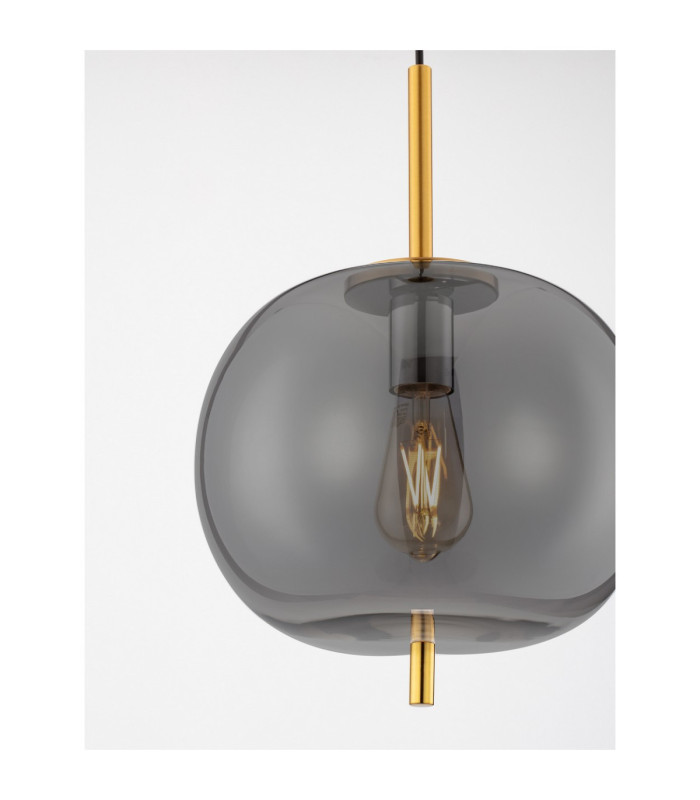Lato 30cm Globe Pendant Ceiling Light Smokey Brass Gold E27 1x12W-5
