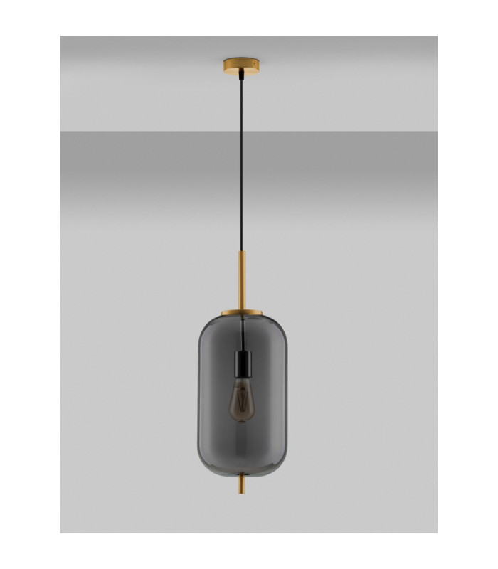 Lato 22cm Globe Pendant Ceiling Light Smokey Brass Gold E27 1x12W-3
