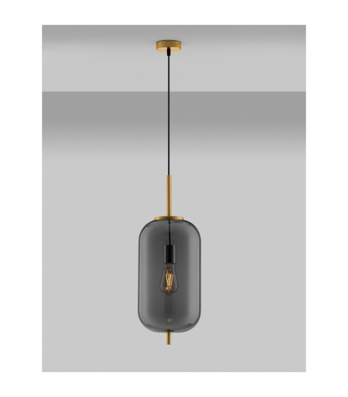 Lato 22cm Globe Pendant Ceiling Light Smokey Brass Gold E27 1x12W-4