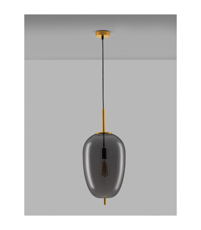 Lato 27cm Globe Pendant Ceiling Light Smokey Brass Gold E27 1x12W-3
