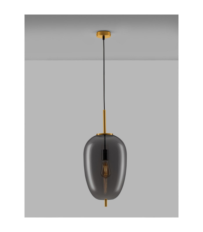 Lato 27cm Globe Pendant Ceiling Light Smokey Brass Gold E27 1x12W-4