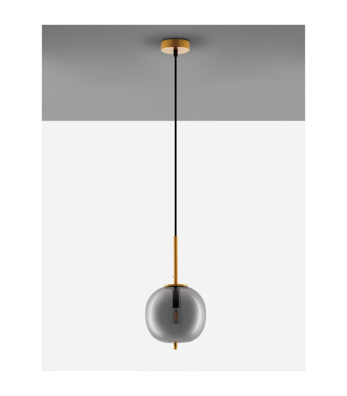 Lato 18.5cm Globe Pendant Ceiling Light Smokey Brass Gold E27 1x5W-3