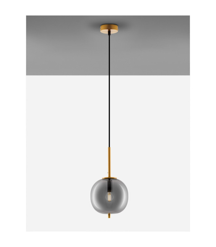 Lato 18.5cm Globe Pendant Ceiling Light Smokey Brass Gold E27 1x5W-4