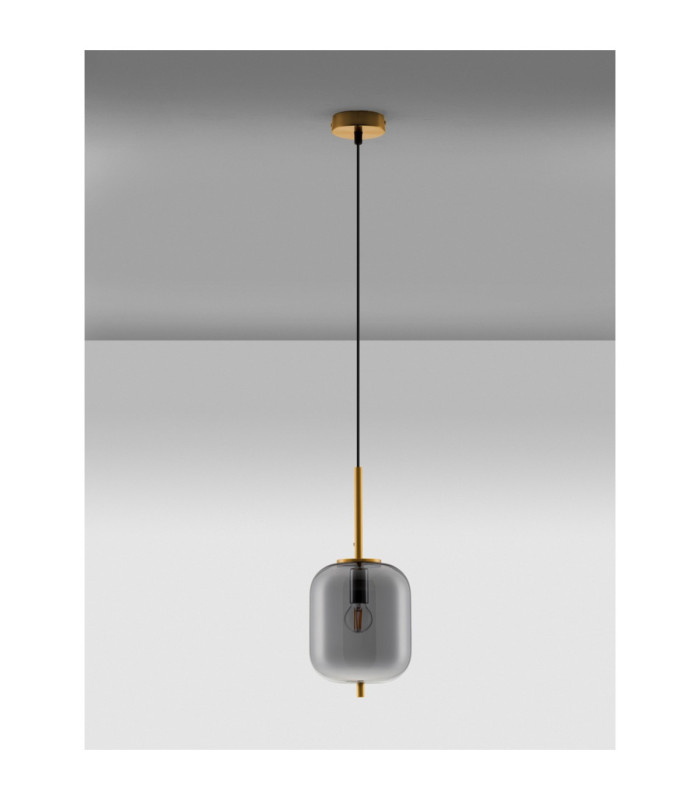 Lato 16.5cm Globe Pendant Ceiling Light Smokey Brass Gold E27 1x5W-3