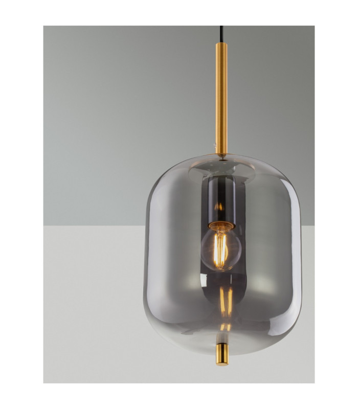 Lato 16.5cm Globe Pendant Ceiling Light Smokey Brass Gold E27 1x5W-5