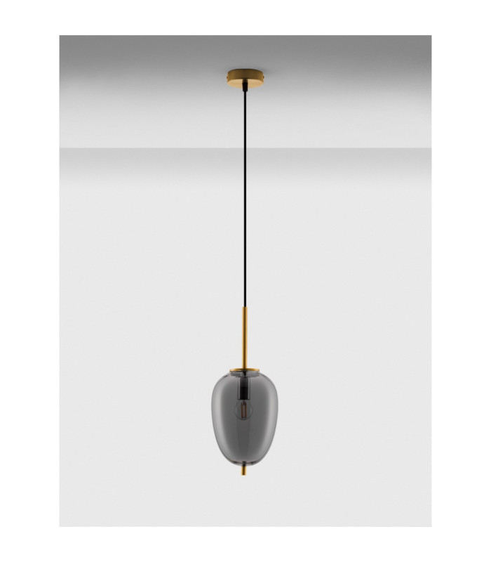 Lato 15.8cm Globe Pendant Ceiling Light Smokey Brass Gold E27 1x5W-3