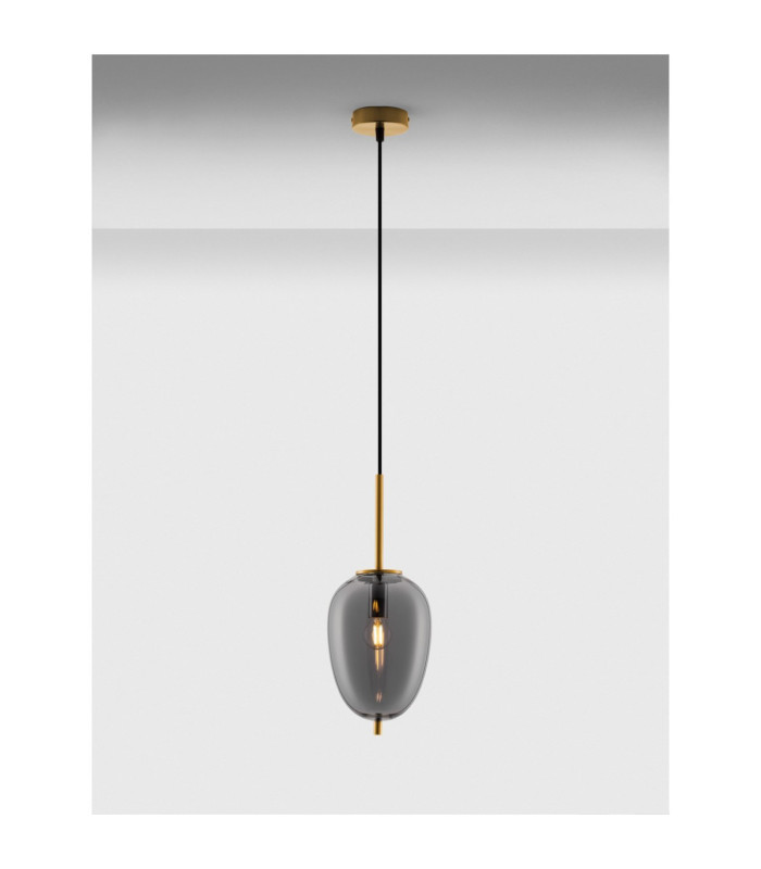 Lato 15.8cm Globe Pendant Ceiling Light Smokey Brass Gold E27 1x5W-4