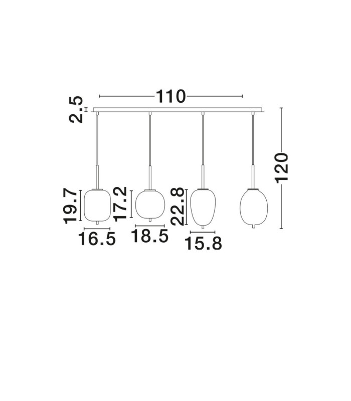 Lato Bar Pendant Ceiling Light Smokey Black E14 4x5W-9